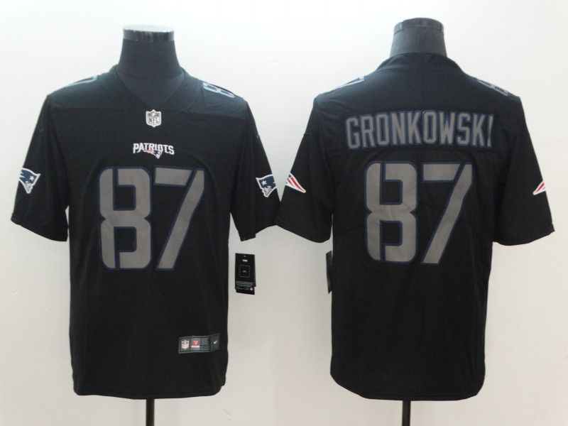 Men New England Patriots 87 Gronkowski Nike Fashion Impact Black Color Rush Limited NFL Jerseys